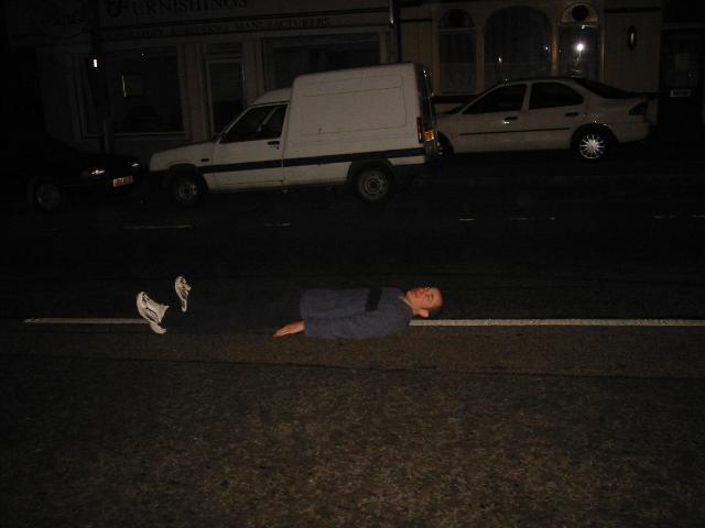 Reuben lies in the road