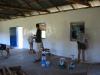 Painting the shutters inside the school